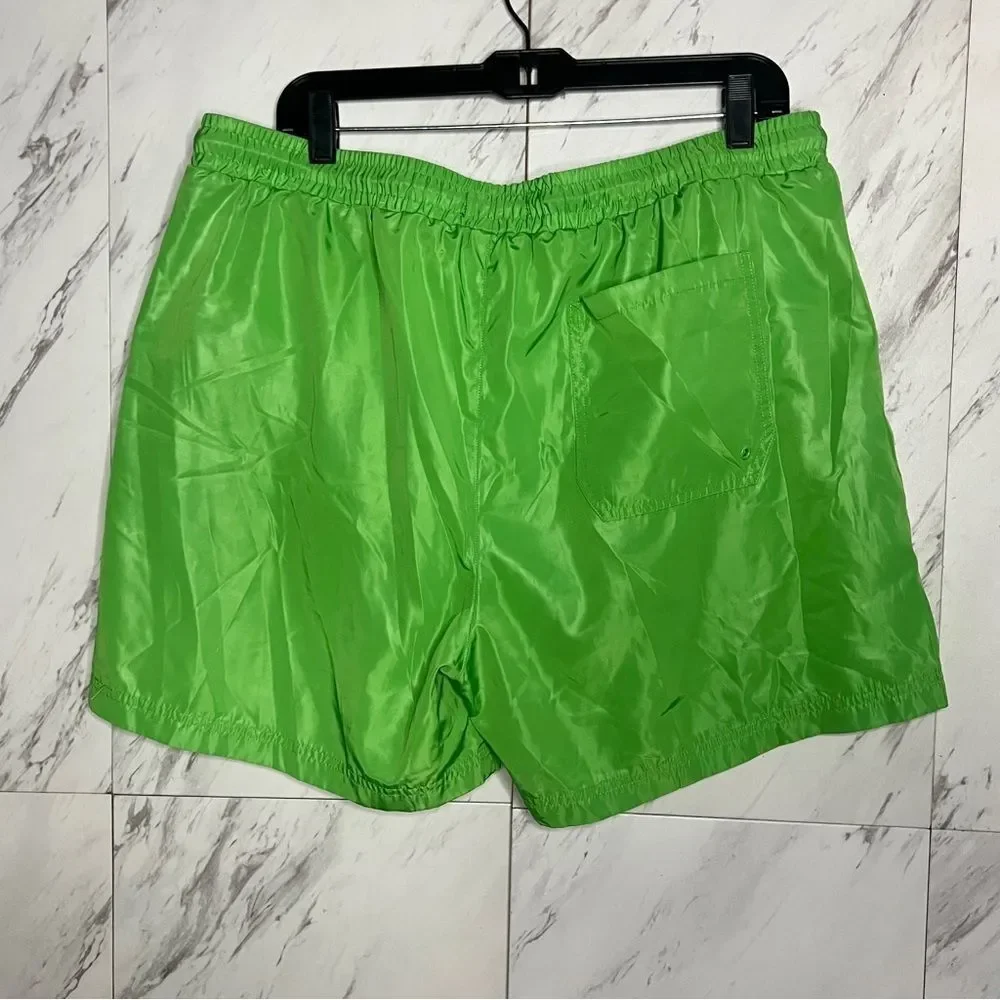 Bundle (2) Fashion Nova Men's Swim Trunks Checkered Past and Solid Green Size XL